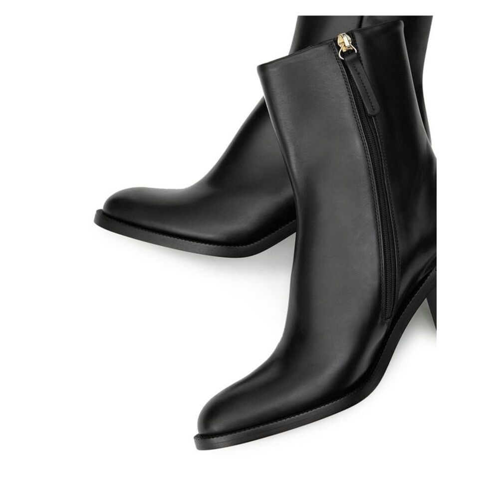 LAFAYETTE 148 NEW YORK Womens Black Almond Toe Block Heel Leather Booties 38 - Picture 3 of 3
